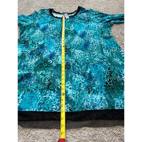 Catherines Womens Tunic Dress Size 1X Sheer Trim Floral Boho Stretch Comfort - Picture 4 of 7